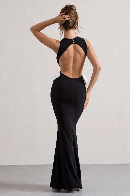 By Your Side | Black Cut-Out Split Maxi Dress With Bows