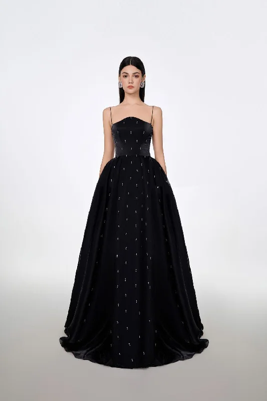 Maria Ball Gown Spaghetti Strap Voile Floor Length Dress