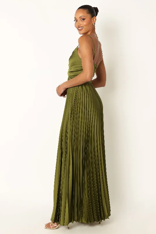 Naira Pleated Maxi Dress - Palm Green