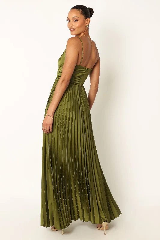 Naira Pleated Maxi Dress - Palm Green