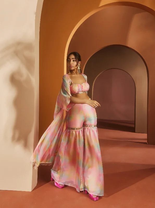 Anvi Pink Watercolor Print Coord Set