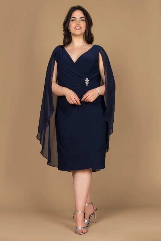 R&M Richards 5806P Short Petite Chiffon Cape Dress