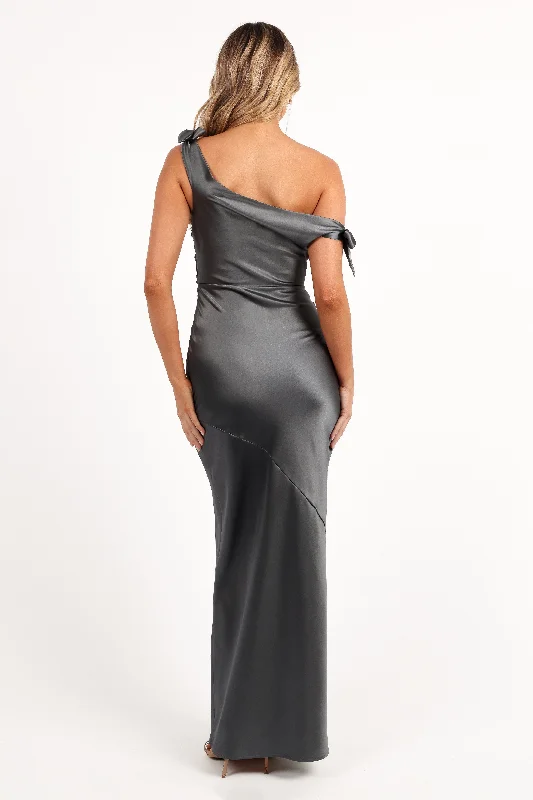 Selma Off Shoulder Maxi Dress - Steel Gray