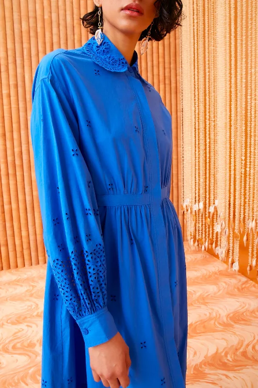 Adette Cotton Dress in Cobalt