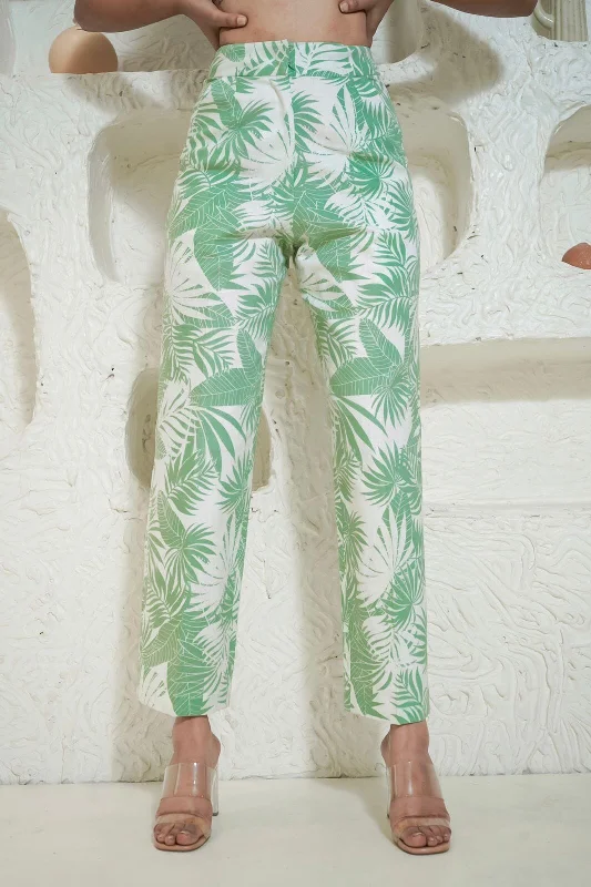 Dreamy pastel mint green printed trousers