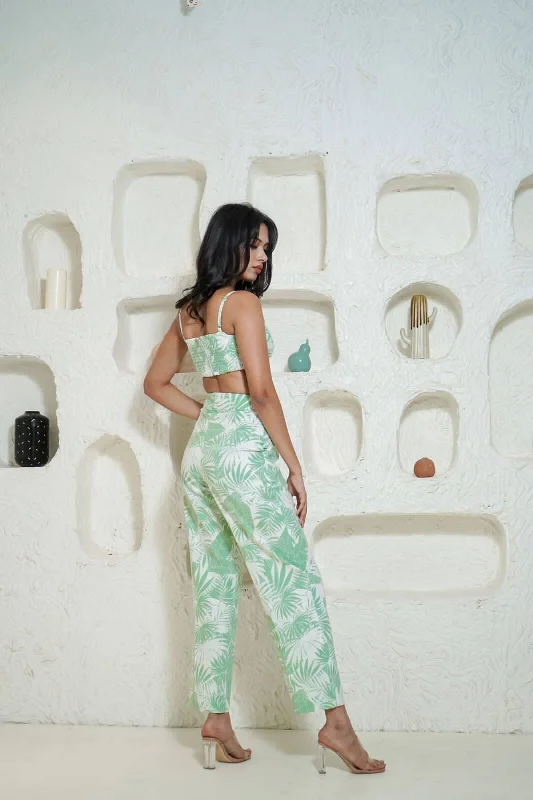 Dreamy pastel mint green printed trousers