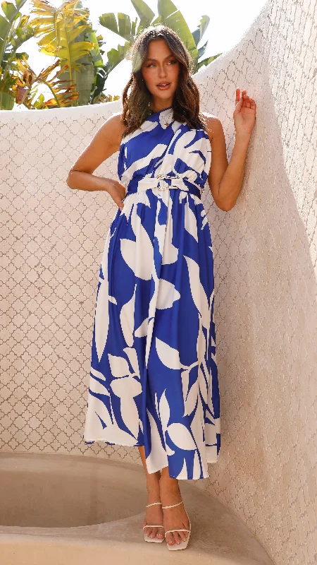 Hadas Maxi Dress - Navy / White