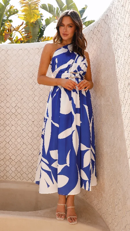 Hadas Maxi Dress - Navy / White