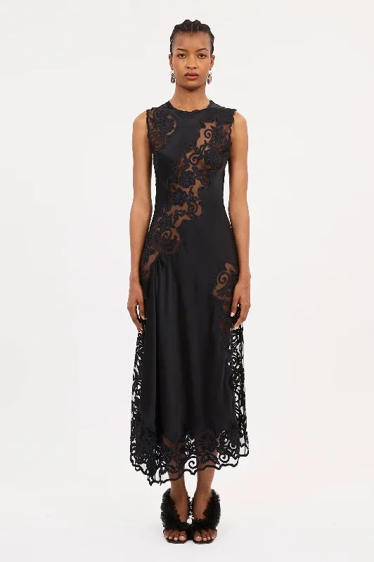 Kaia Silk Dress in Noir