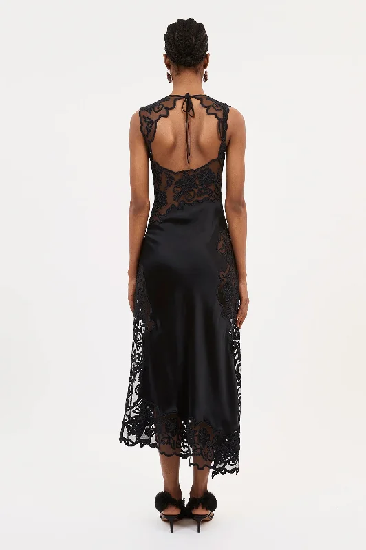 Kaia Silk Dress in Noir