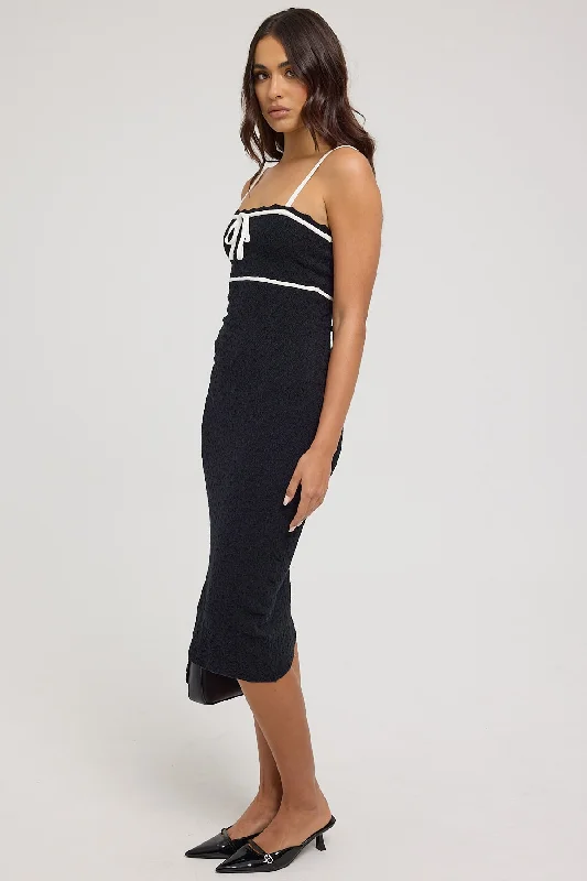 Luck & Trouble Ravi Contrast Textured Knit Dress Black / White