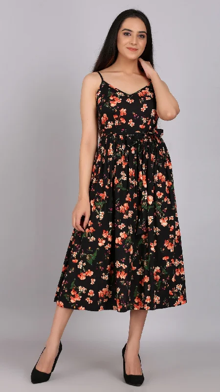 Spaghetti Strap Floral Print Dress