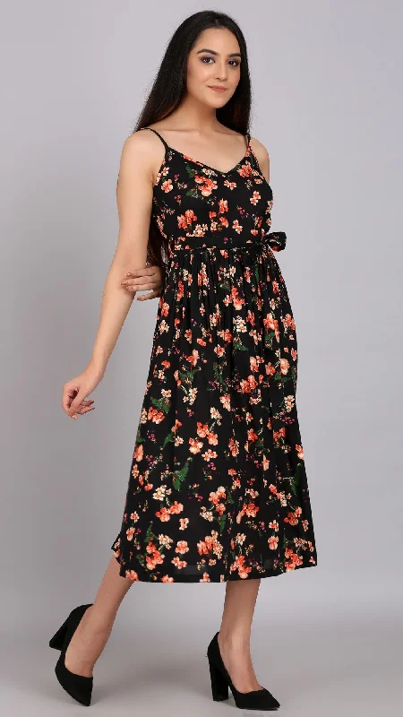 Spaghetti Strap Floral Print Dress