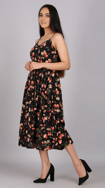 Spaghetti Strap Floral Print Dress