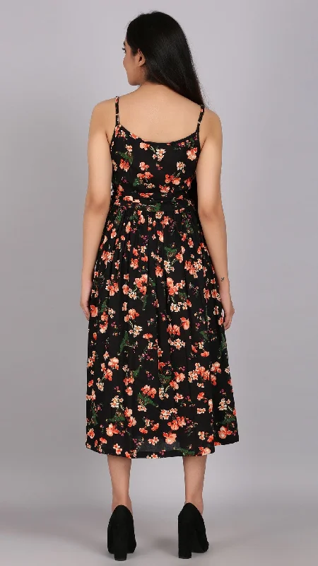 Spaghetti Strap Floral Print Dress