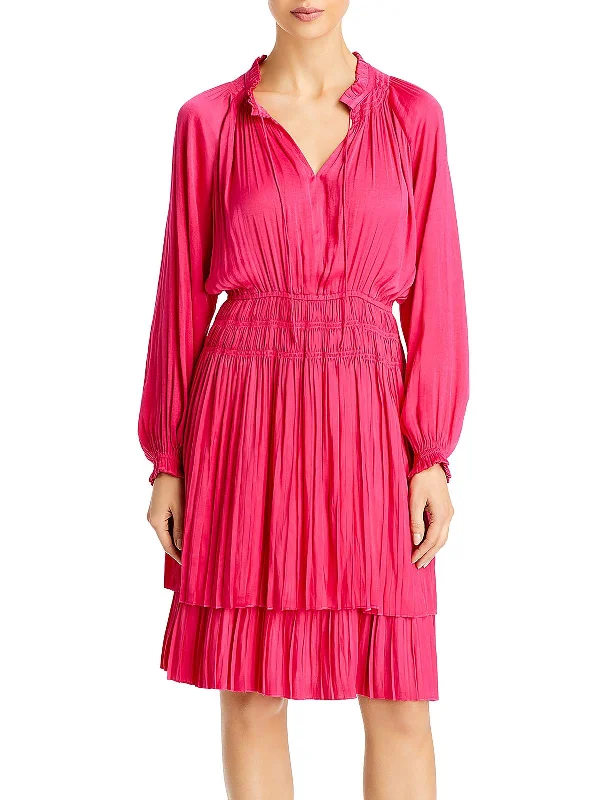 Womens Pleated Knee Shift Dress