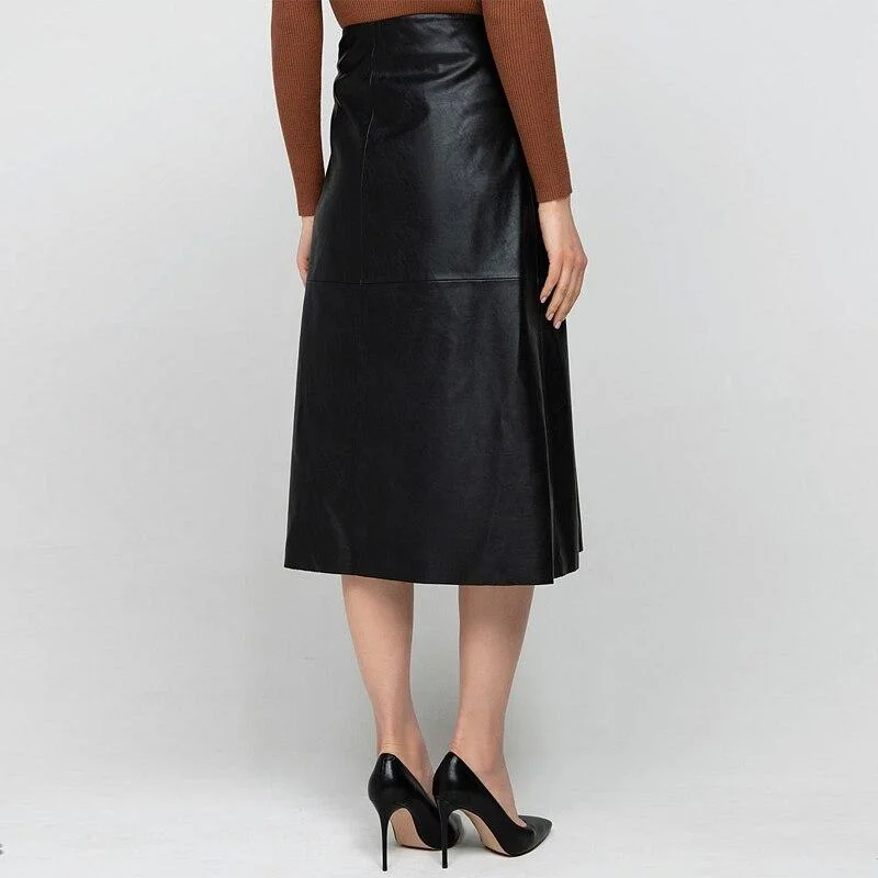 FashionSierra - Casual High Waist A-line PU Leather Skirts