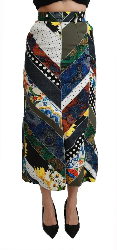 Dolce & Gabbana Elegant Geometric Print High-Waist Women's Skirt