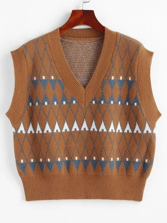 Geo Graphic Sweater Vest for Women