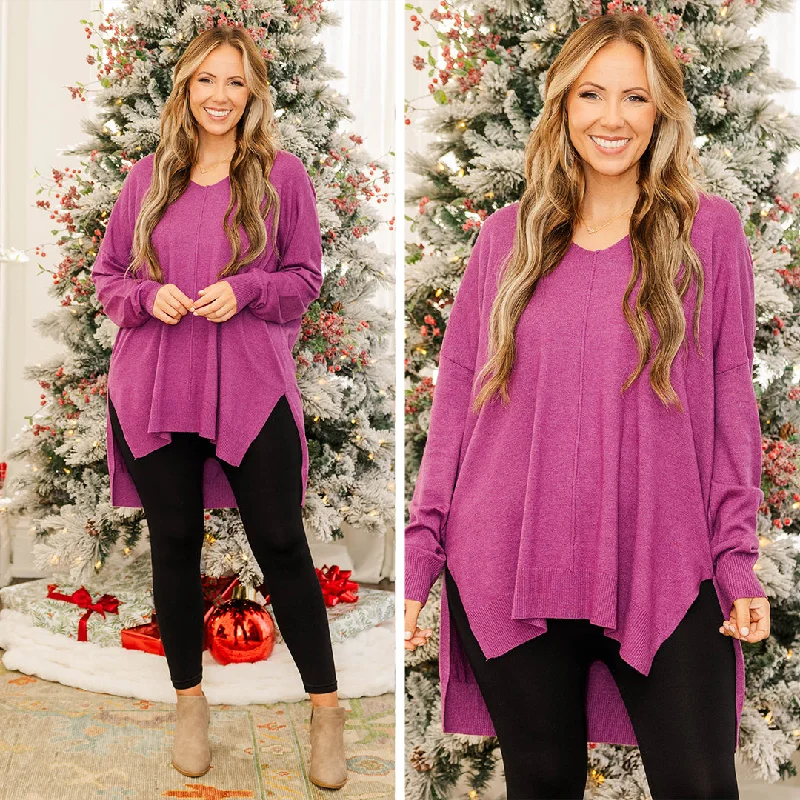 Miss Who I Was Sweater, Heather Plum