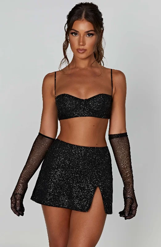 Posie Mini Skirt - Black Sparkle