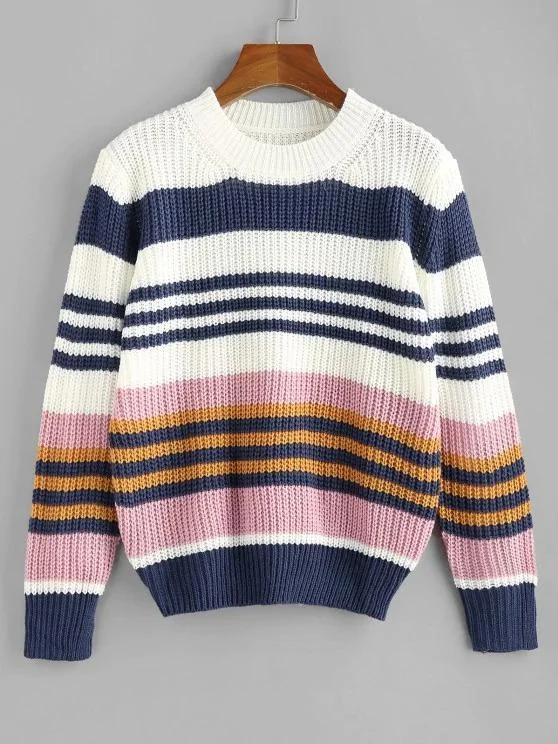 Striped Loose Jumper Sweater for Women