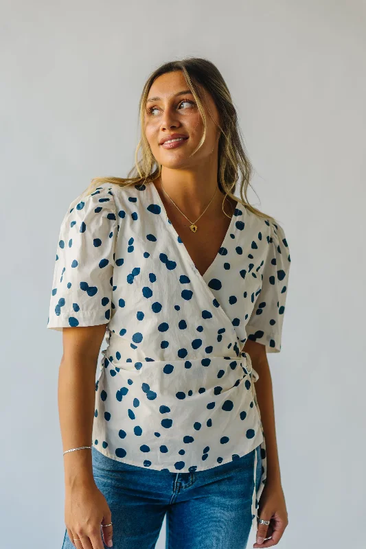 The Binford Dot Wrap Blouse in Cream