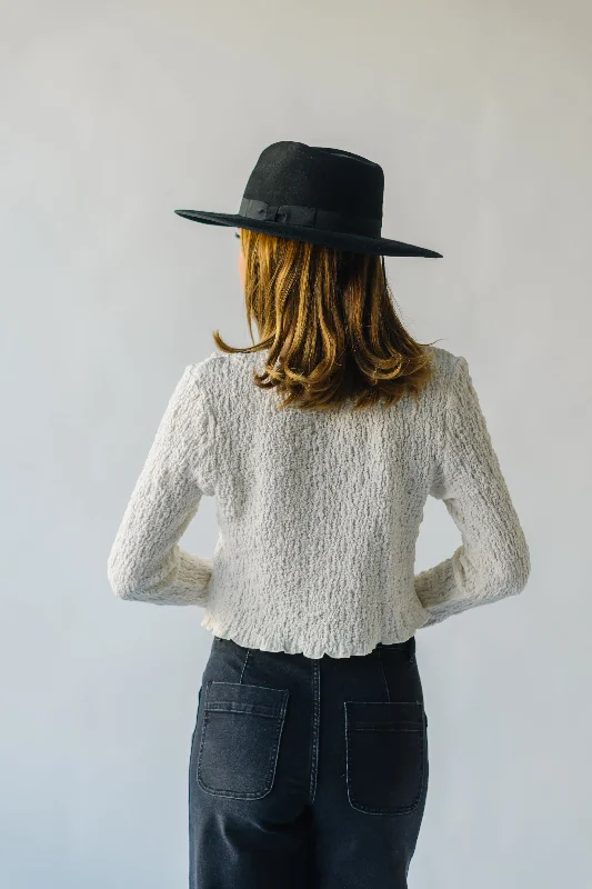 The Clair Textured Button-Up Blouse in Cream