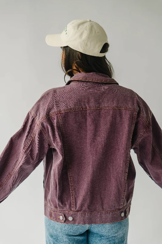 The Grisby Oversized Denim Jacket in Berry