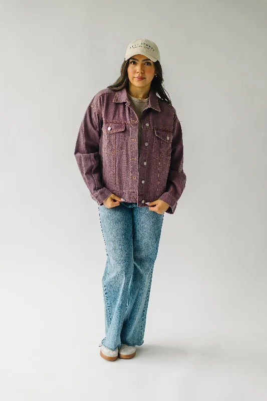 The Grisby Oversized Denim Jacket in Berry