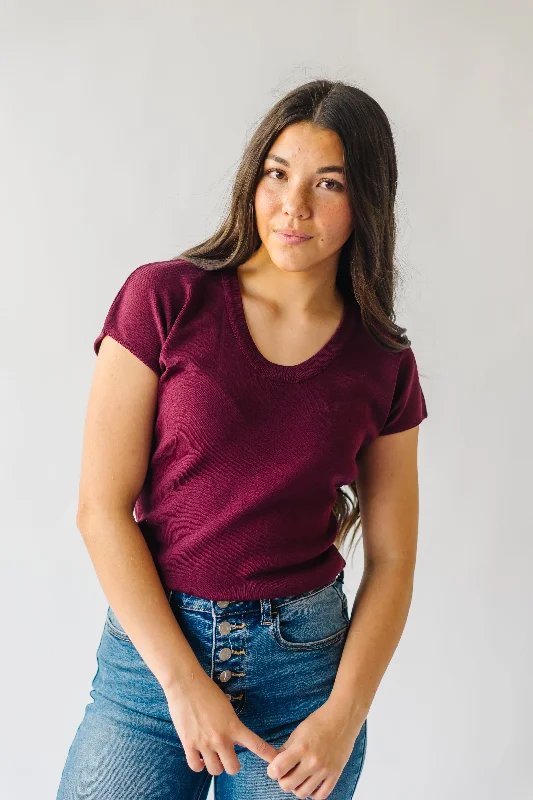 The Kesten Cap Sleeve Sweater in Plum