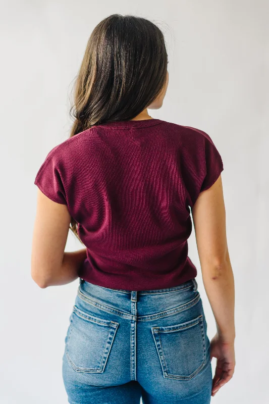 The Kesten Cap Sleeve Sweater in Plum