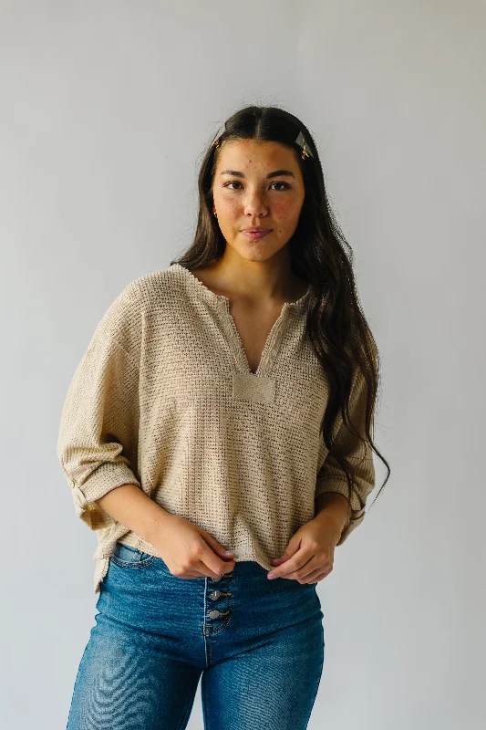 The Treadwell Waffle Knit Blouse in Oatmeal