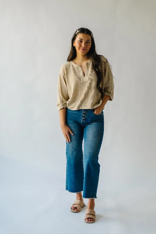 The Treadwell Waffle Knit Blouse in Oatmeal