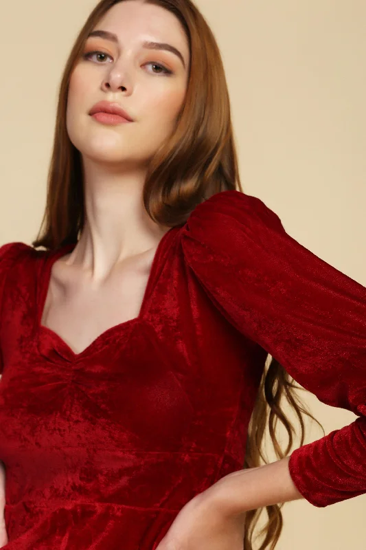 Red A-line Velvet Dress