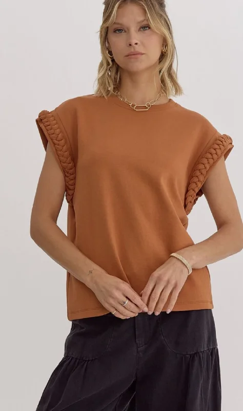 Braided Detail Top - Rust