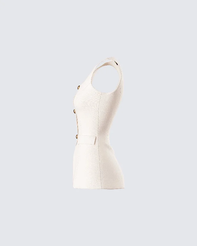 Branca Ivory Scoop Neck Vest