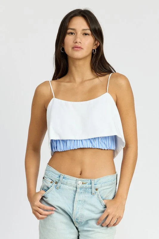 Hot Girl Contrast Layered Cropped Tank In White