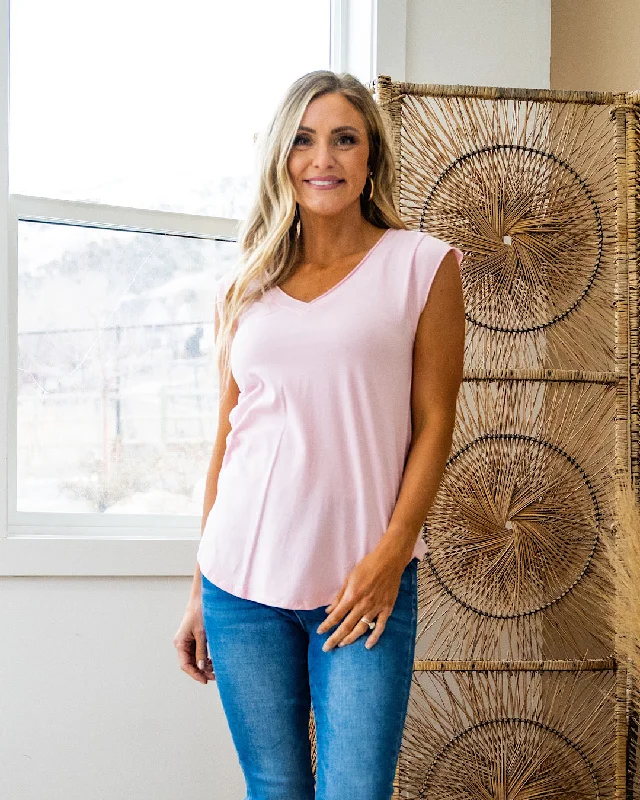 Mono B V Neck Top - Cool Pink