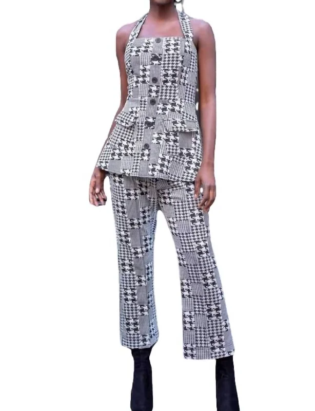 Plaid Pant Set In Black/white