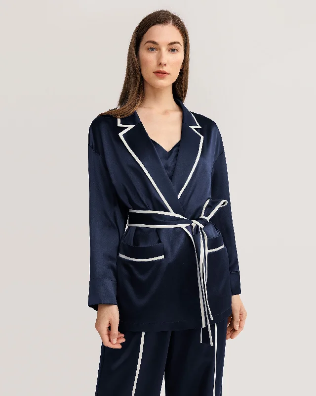 Women's Classic Lapel Collar Silk Robe