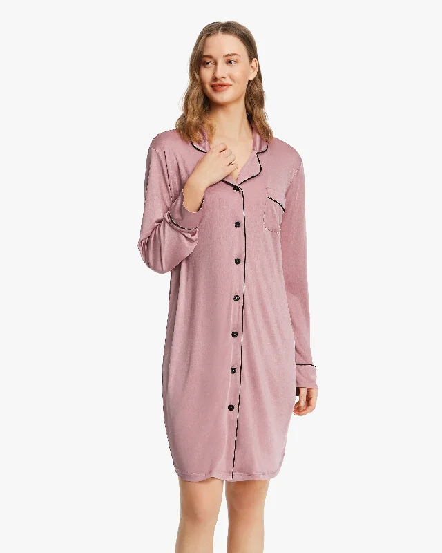 Women's Classic Trimmed Silk Knit Nightshirt