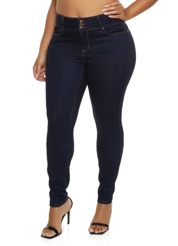 Plus Size WAX 3 Button High Waist Jeans