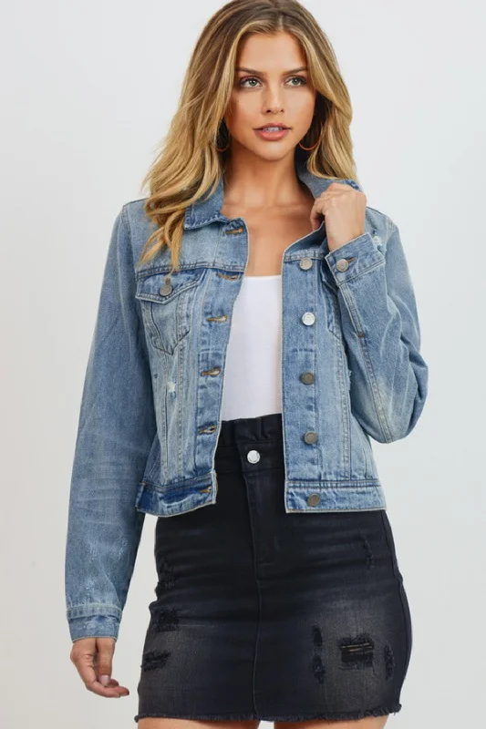 DISTRESSED JEAN JACKET | MEDIUM BLUE