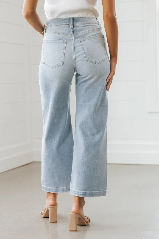 Light Wash Wide Leg Crop Jeans