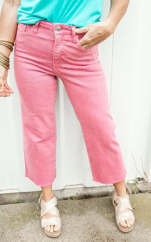 Summer Blush RFM Crop Chloe Tummy Support Wide Leg Denim Jeans