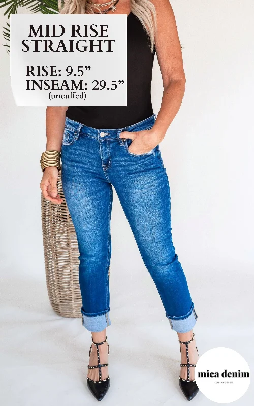 Mica | The Sunday Mid Rise Cuff Denim Jean***