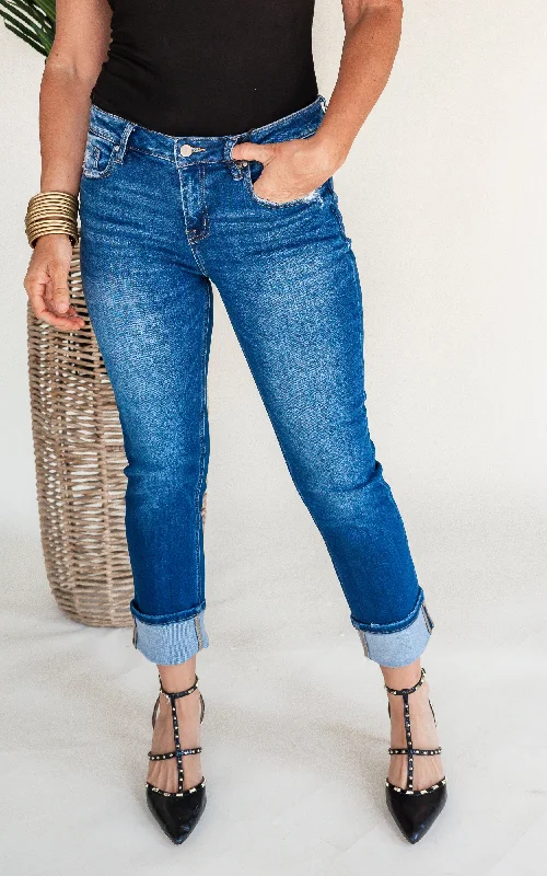 Mica | The Sunday Mid Rise Cuff Denim Jean***