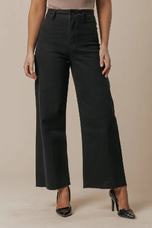 Black Straight Wide Leg Pants