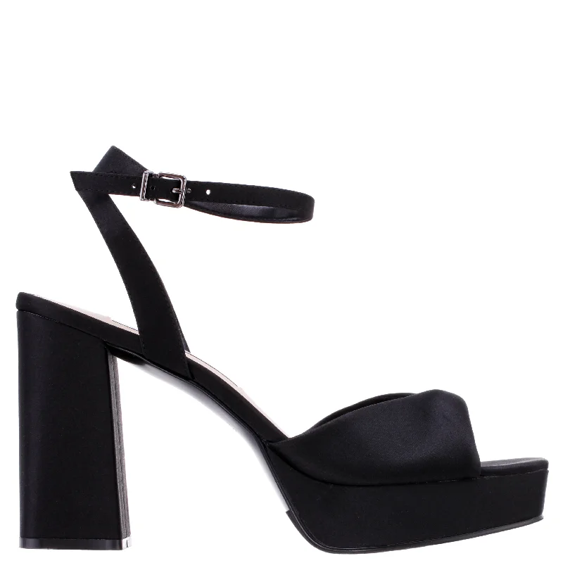 STACIE-BLACK SATIN BLOCK HIGH-HEEL PLATFORM SANDAL 